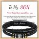 To My Son/to My Grandson - I Will Always Be With You Braided Pu Leather Bracelet For Men, Stainless Steel Buckle Inspirational Wristband For Son, Men's Braided Pu Leather Bracelet Bangle