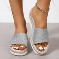 Femme Chaussons Pantoufles d'extérieur du quotidien Talon Plat Bout ouvert Décontractées Faux Cuir Mocassins Blanche Argent