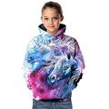 Sweat à capuche Fille Enfants manche longue 3D effet Cheval Arc-en-ciel Enfants Hauts Hiver Automne Actif Extérieur du quotidien 3-12 ans