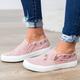 Femme Slip-Ons Chaussures en Toile Rose Chaussures de confort Grandes Tailles du quotidien Fermeture Talon Plat Bout rond Décontractées Minimalisme Toile Mocassins Couleur unie Noir Rose Claire Bleu