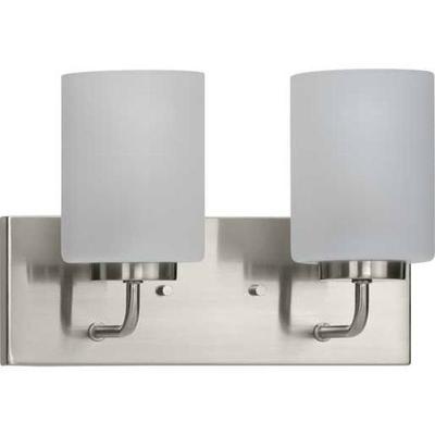 Progress Lighting 245871 - 2 Light 120 volt Brushed Nickel Vanity Etched Glass Light Fixture (TWO-LIGHT TRANSITIONAL BRUSHED NICKEL WALL LIGHT (P300328-009))