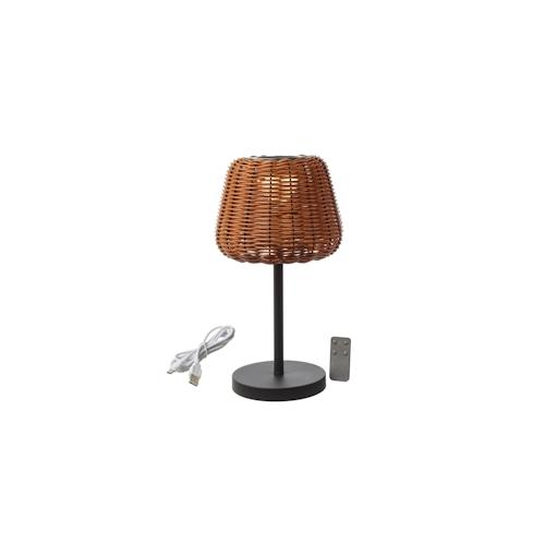 LED Garten Tischlampe Korboptik Rattanoptik dimmbar aufladbar Fernb.