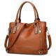 Women's Handbag Satchel Top Handle Bag PU Leather Office Daily Going out Zipper Solid Color Wine Black Brown