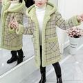 Kids Girls' Coat Parka Long Sleeve Pink Light Green Plaid Fur Collar Fall Winter Active 4-12 Years / Spring / Cute