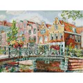 Canaux d'Amsterdam Scenic Patterns Cross Stitch Kit Aida 14ct 16ct 11ct Toile comptée Tissu