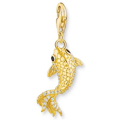 Charm-Einhänger THOMAS SABO "Koi, 1888-414-7", bunt (gelbgoldfarben, hellblau, hellblau), Charms, Damen, Silber 925 (Ste