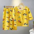 Kids Boys 2 Pieces Pajama Clothing Sets Short Sleeve Matching Outfits Cartoon Floral Button Summer Spring Fashion Home 7-13 Years