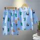 Kids Boys 2 Pieces Pajama Clothing Sets Short Sleeve Matching Outfits Cartoon Floral Button Summer Spring Fashion Home 7-13 Years