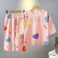 Kids Boys 2 Pieces Pajama Clothing Sets Short Sleeve Matching Outfits Cartoon Floral Button Summer Spring Fashion Home 7-13 Years