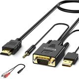 VGA to HDMI Adapter Cable 10FT/3M (Old PC to New TV/Monitor with HDMI) VGA to HDMI Converter Cable with Audio