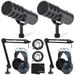 Samson Q9U XLR/USB Dynamic Broadcast Microphone x2 + Professional Studio Reference Headphones x2+ Mic Boom Arm x2 + Mic Cable x2 + Cloth - Top Value Bundle