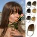 Clip in Bangs - 100% Human Hair Bangs Clip in Hair Extensions Medium Brown Clip on Bangs Wispy Bangs Fringe with Temples Hairpieces for Women Curved Bangs for Daily Wear