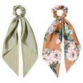 Bow Ponytails Hair Holders Hair Bands Elastic Hair Ties Cute Hair Scarf Ribbon for Girls and Women 2pcs Style:Style 4;