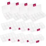 48 Pcs Small Storage Box Plastic Container Clear Plastic Storage Bins Plastic Storage Case Plastic Storage Shelves Sheer Button up Clear Beads Makeup Stuff Cosmetic Pink Pp Drawer