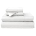 CRIXLHIX 100% Bamboo Viscose Bed Sheet Set - Luxury Rayon Derived from Bamboo - Cooling Breathable Silky Soft 5-Piece Deep Pocket Bedding Set (Split King White)