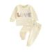 goowrom Baby 2 Piece Cute Outfit Plush Letter Embroidery Sweatshirt and Pants