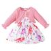 ZRBYWB Toddler Cardigan Dress Girls Clothing Sets Dinosaur Floral Print Sleeveless Tank Dress Long Sleeve 2 Piece Outfits Cute Clothes Fashion 2023