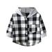 Toddler Boys Long Sleeve Winter Hooded Shirt Tops Coat Outwear For Babys Clothes Plaid Warm A 7 Years-8 Years