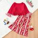 eczipvz Baby Girl Clothes Xmas Toddler Kids Child Baby Girls Long Ruffled Sleeve Striped Blouse Tops Cartoon Print Bell (Red 4-5 Years)
