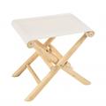 Tabouret pliant en branches de teck pieds croisés assise tissu