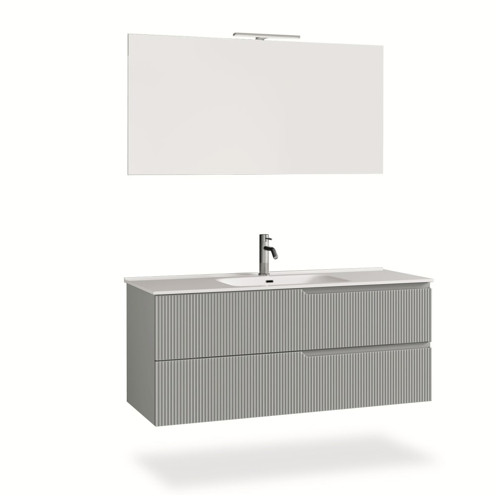 Meuble de salle de bain 4 pièces en MDF gris mat
