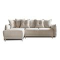 Canapé d'angle réversible convertible 4 places en velours côtelé beige