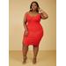 Plus Size Chain Trimmed Ribbed Bodycon Dress