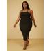 Plus Size Crisscross Midi Bodycon Dress