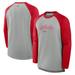 Men's Nike Heather Gray/Red St. Louis Cardinals Authentic Collection Game Time Raglan Performance Long Sleeve T-Shirt