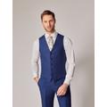 Hawes & Curtis Men's Royal Blue Herringbone Linen Tailored Fit Italian Waistcoat - 1913 Collection