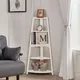 Living And Home Modern 5 Tier Wooden Ladder Corner Shelf Rack Shelf Bookcase Home Display Shelving Unit 116Cm