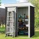 Living And Home 5 X 3 Ft Black Metal Shed Garden Storage Shed Pent Roof Lockable Door With Tool Storage Shelves