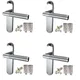 Golden Grace 4 Sets Of Mitred Door Handles On Backplate Duo Chrome Satin Chrome Finish 182mm X 45mm Internal Set With Tubular Latch And Hinges