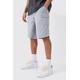 Mens Grey Relaxed Fit Longer Length Cargo Shorts, Grey