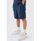 Mens Navy Relaxed Fit Cargo Shorts, Navy
