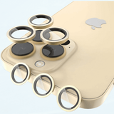 [2 sets][Gold]Metal Full Cover + Tempered Glass Circle Camera Lens Protector for iPhone 13 Pro/13 Pro Max HD Camera Lens Screen Cover Case 9H Hardness Anti-Scratch Camera Screen Protective Lens Film