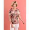 Rundhalsshirt CLASSIC BASICS "Rundhals-Shirt", Damen, Gr. 40, rosa (ecru, flamingo, bedruckt), 100% Baumwolle, gemustert, animal-print, geblümt, Rundhals, Kurzarm, Shirts