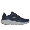 Skechers Men's Relaxed Fit: D'Lux Walker 2.0 - Steadyway Sneaker | Size 8.5 Extra Wide | Navy/Orange | Textile/Synthetic | Vegan | Machine Washable