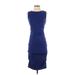 Nicole Miller Artelier Casual Dress - Bodycon: Blue Solid Dresses - Women's Size P