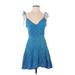 Zara Casual Dress - Mini: Blue Damask Dresses - Women's Size Small