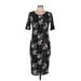 Lularoe Casual Dress - Sheath Scoop Neck Short sleeves: Black Floral Dresses - Women's Size Medium