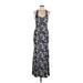 Monteau Casual Dress - A-Line Scoop Neck Sleeveless: Silver Floral Dresses - Women's Size Large