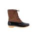 JBU Ankle Boots: Combat Chunky Heel Bohemian Brown Solid Shoes - Women's Size 11 - Round Toe
