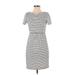 Banana Republic Factory Store Casual Dress - Sheath Crew Neck Short sleeves: White Stripes Dresses - Women's Size 2 Petite