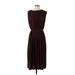H&M Casual Dress - Midi Crew Neck Sleeveless: Burgundy Solid Dresses - Women's Size Small