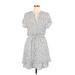 Sienna Sky Casual Dress - Mini V-Neck Short sleeves: Ivory Dresses - Women's Size Large