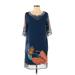 Soft Surroundings Casual Dress - Shift: Blue Print Dresses - Women's Size Small Petite