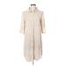 Cloth & Stone Casual Dress - Shirtdress Collared 3/4 sleeves: Ivory Print Dresses - Women's Size Small