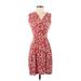 Hail3y V-Neck Sleeveless:23 Casual Dress - A-Line V-Neck Sleeveless: Red Floral Dresses - Women's Size Small