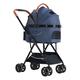 Folding Pet Cat Dog Stroller Carriage with Detachable Carrier, 4 Wheel Dogs Strollers for Medium Small Dogs Trolley Premium Pram Pushchair Breathable Car Seat, Loading 20kg (Color : Blue)